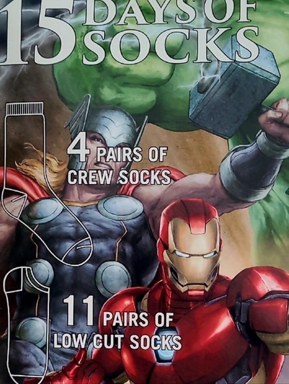 Marvel Avengers Socks 15 Days Of Socks Size 6-12 New In Box See Photos